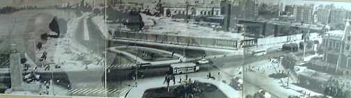 View of what became the Arab League, Nile Hilton and Arab Socialist Union buildings and Midan el Tahrir in background
