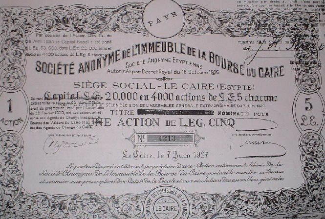 share certificate for new bourse